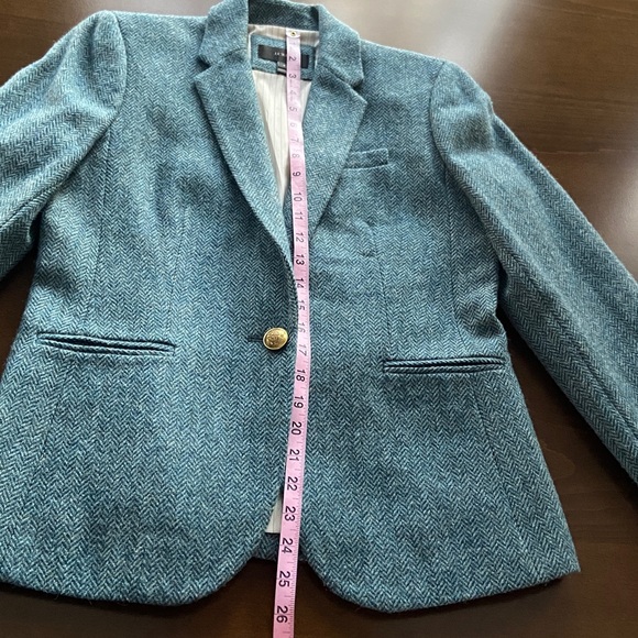 J. Crew Teal Herringbone Blazer, women's size 8. Very Classy! New! - Picture 12 of 15